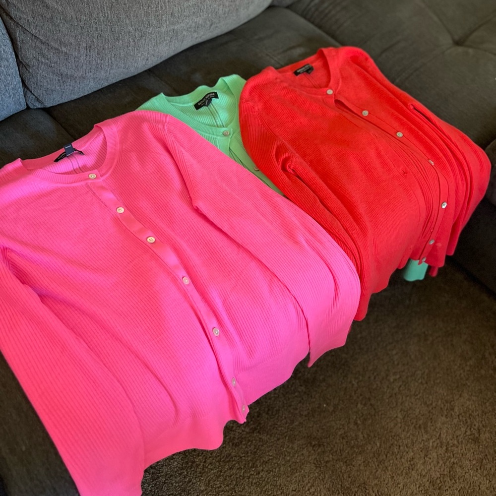 3 Banana Republic Cardigans | Women’s 8 | Green, Pink, Red